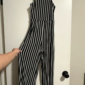 Black and White Striped Jumpsuit